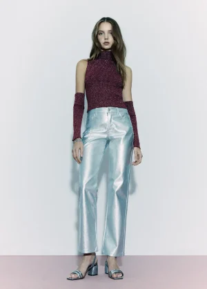 Brownie Spain Pantalon Metalizado Efecto Piel-Mujer Pantalones